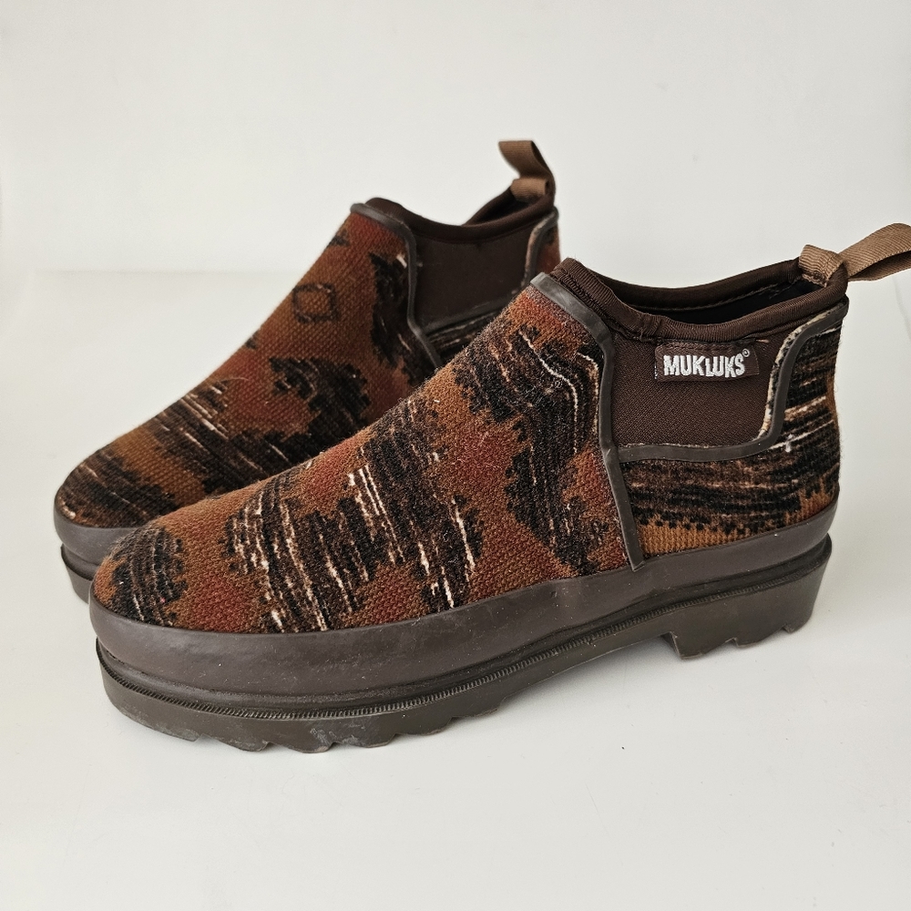 Muk Luks Women's Patterned Brown Ankle Booties